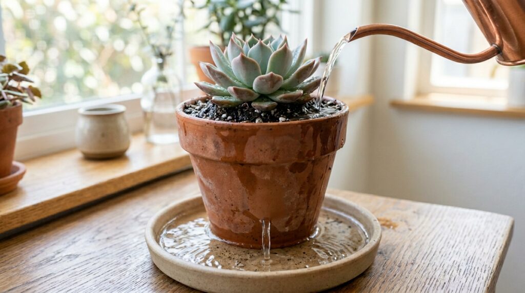 watering succulents drainage hole proper watering method