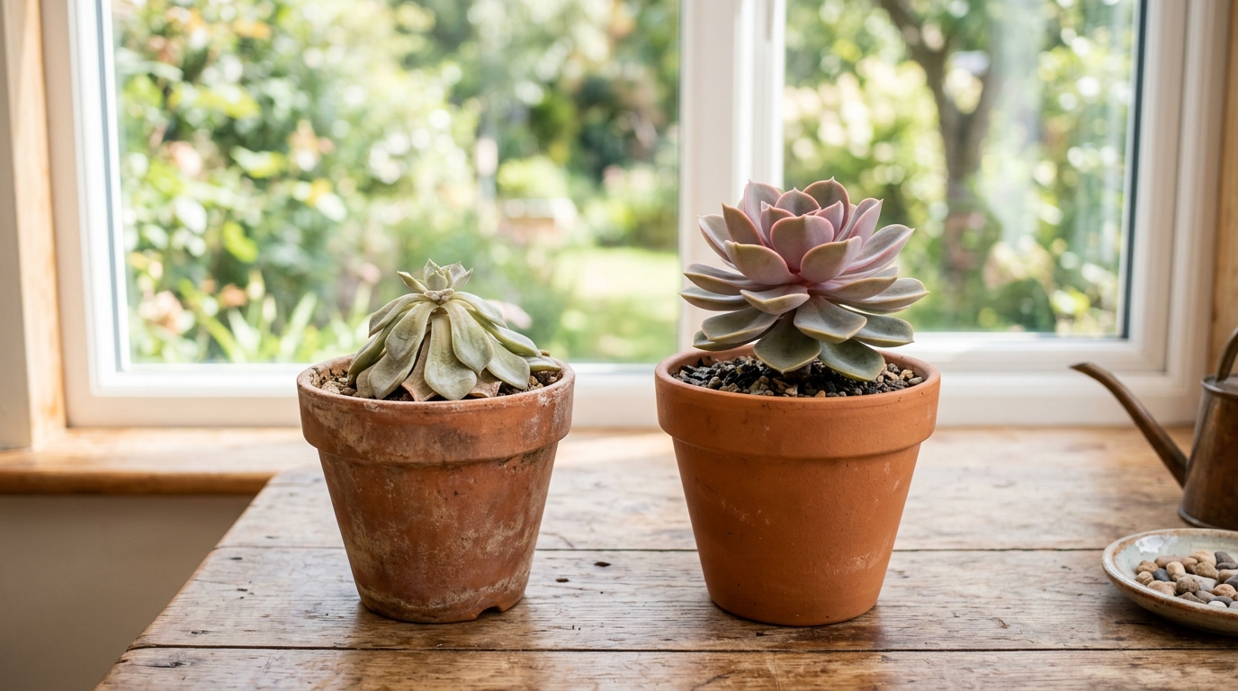 why succulents keep dying comparison unhealthy and healthy plants indoors
